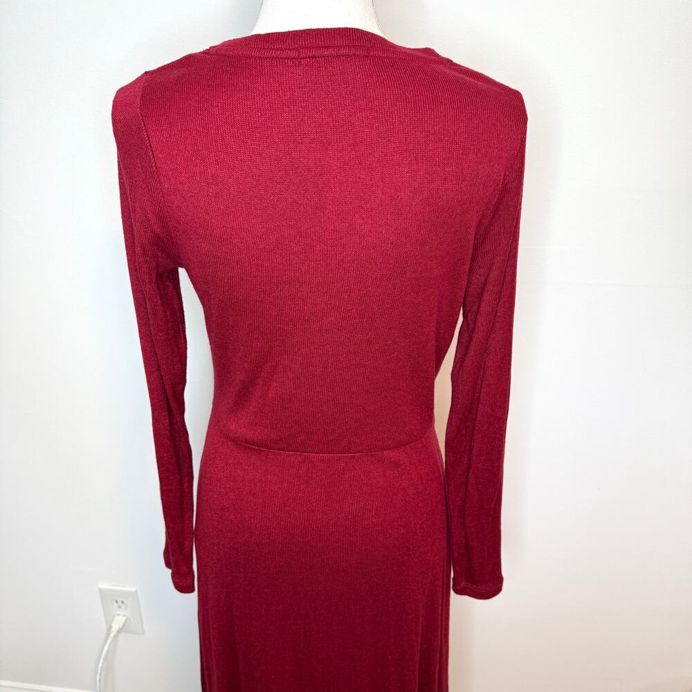 Banana Republic Ribbed Knit Midi Dress In Mulled Cranberry Red Size Medium - Picture 11 of 14